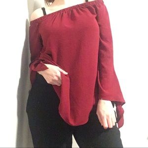 Maroon off shoulder top